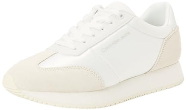 Calvin Klein Jeans Damen Sneaker mit Satin, Mehrfarbig (Bright White/Creamy White/Oyster M), 38 im Sale